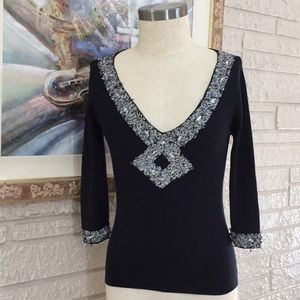 No Tags Stretch Knit Beaded Sweater